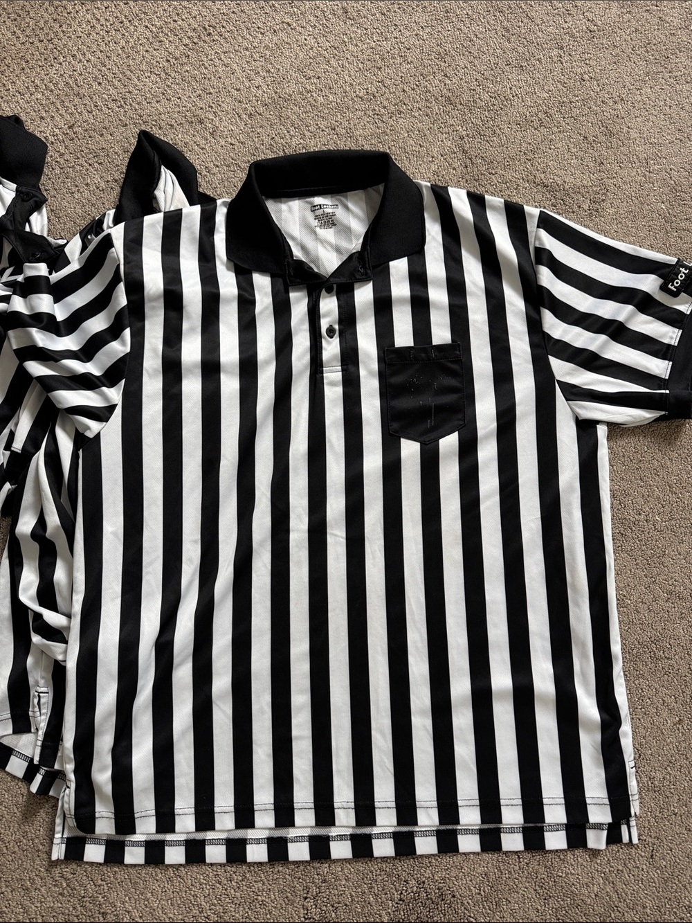 Lot of 3 Black & White referee Stripe Polo Shirt footlocker Halloween
